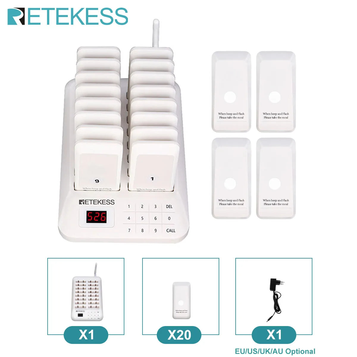 RETEKESS TD157 Restaurant Pager System Pagers 984ft Long Range Beepers for Food Truck Bars  Food Court No Vibration Mode