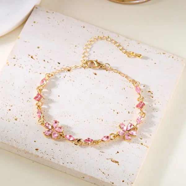 Sweet Cute Red Strawberry Cherry Heart Pearl Charm Bracelet New Fashion Y2K Fruit Gold Color Chain Jewelry Party Gifts 2025