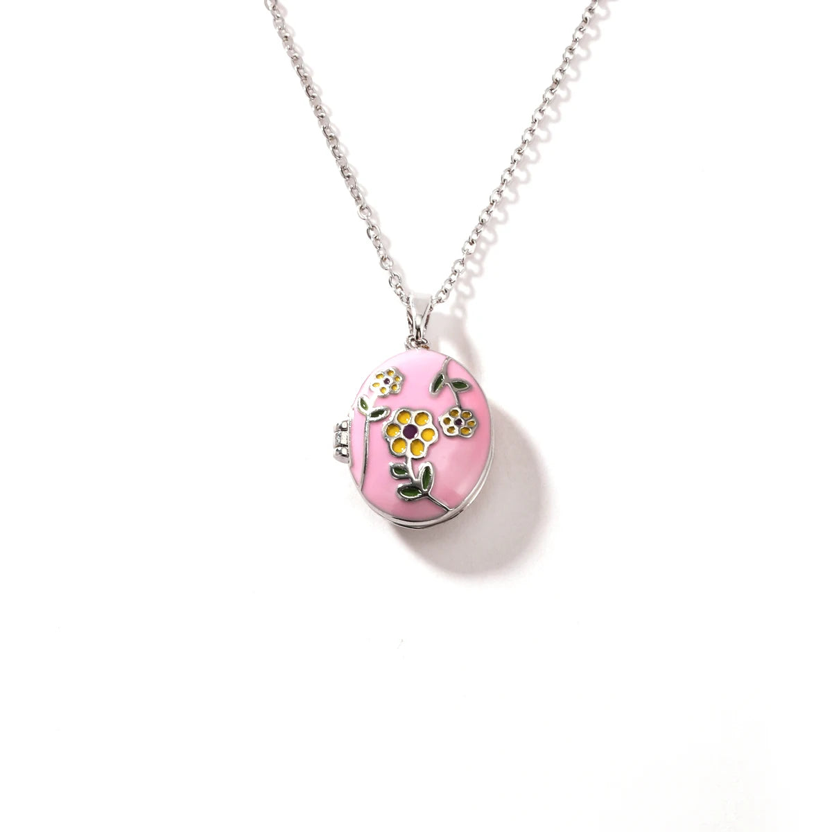 Vintage Enamel Heart Photo Locket Pendant Necklace for Women Minimalist Luxurious Non-Fading Stainless Steel Jewelry Accessory
