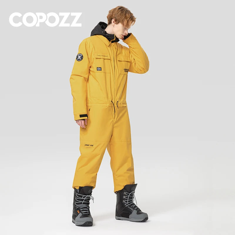 COPOZZ Winter Ski Suit Men Women Waterproof Warm Ski Overalls Outdoor Sports Snowboard One Piece Ski Jumpsuit Skiing Clothing