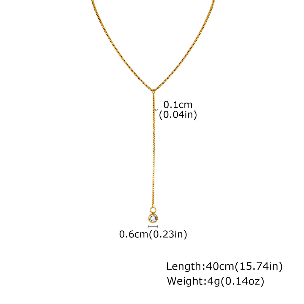 Stainless Steel Y Shape Pearl and Cubic Zirconia Pendant Neckalace For Women, Minimalist Personal Gold Plated Jewelry