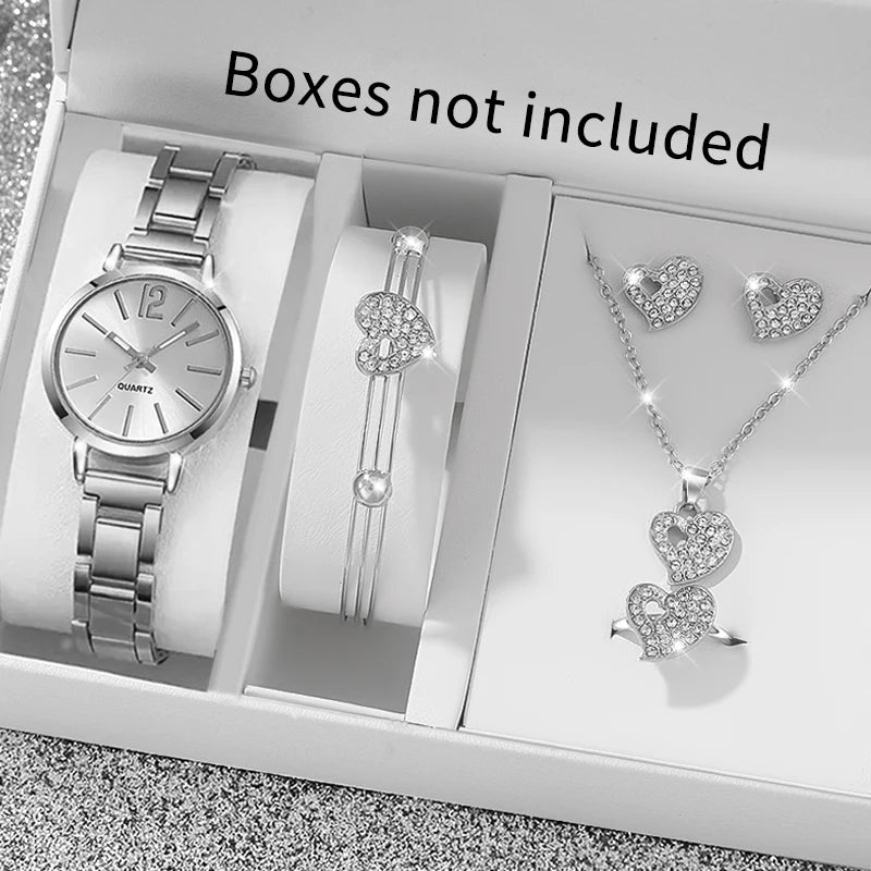 6-piece women's watch+accessory set, new fashionable watch+elegant accessories, the best choice for gift giving