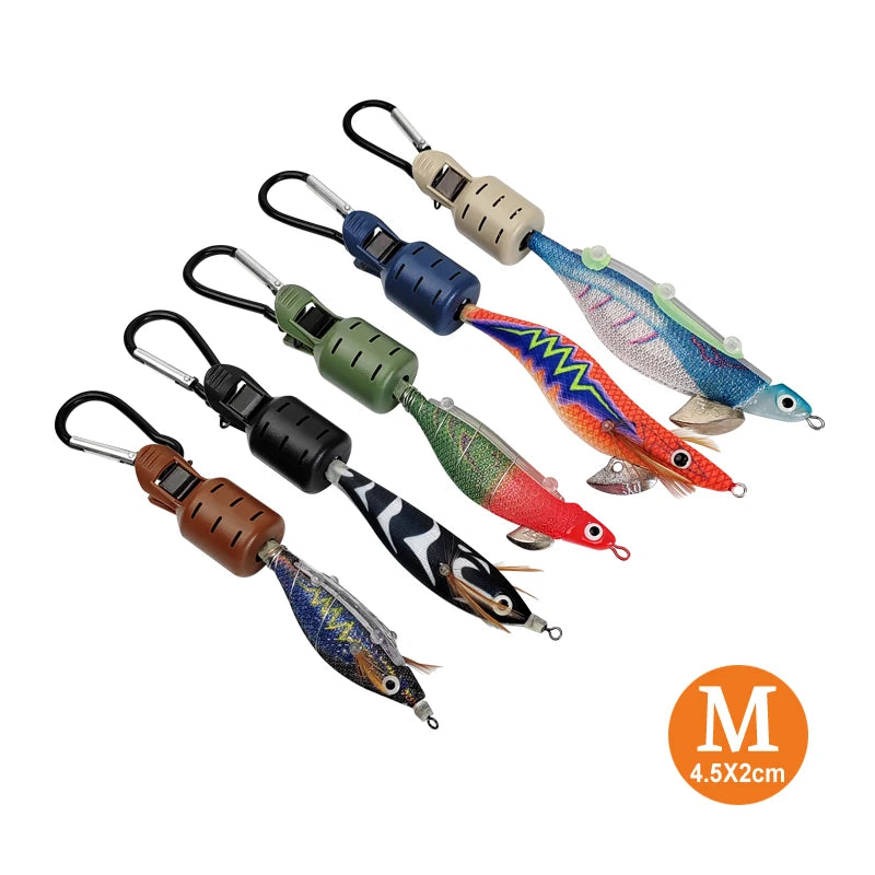 New Squid Jig Bait Protector Kit Size M 6pcs Webfoot Octopus Egi Hooks Cover Cuttlefish Umbrella Lure Cap with Carabiner