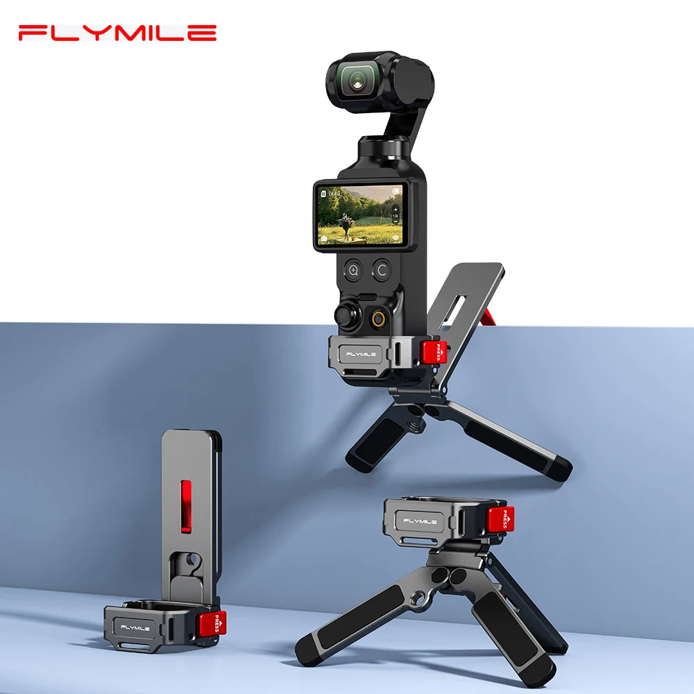 Flymile Magnetic Metal Tripod for DJI Osmo Pocket 4/4P/3 Magnetic Foldable Selfie Stick Mantis Hook Stand for Desktop Video