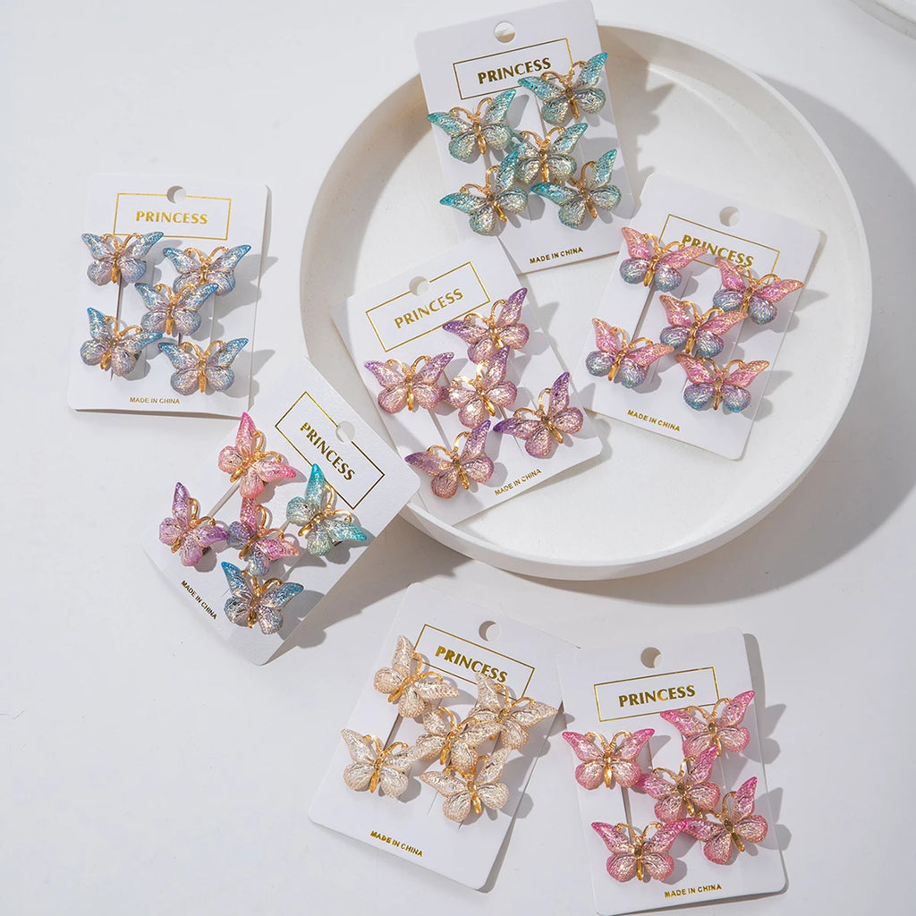 5PCS/20PCS Sweet Macarons Gradient Color Cute Butterfly Kids Hairpins Children Headwear Princess Barrette Girls Hair Accessories