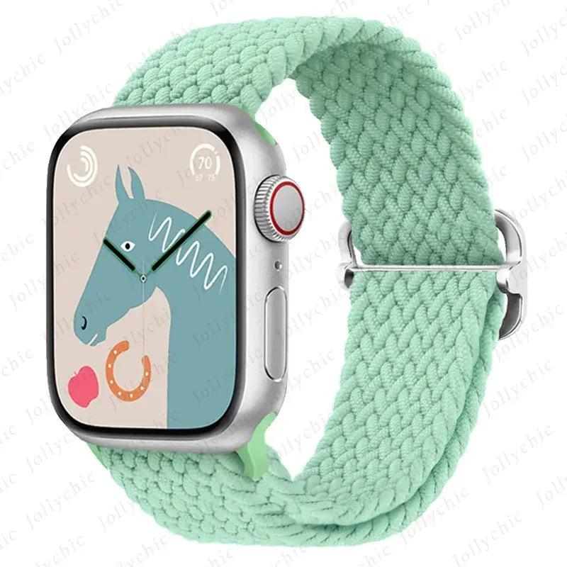 Braided Loop for Apple Watch Strap 44mm 40mm 45mm 41mm 42mm 38mm 49mm Elastic Solo Bracelet IWatch Series 7 Se 3 6 Ultra 8 Band