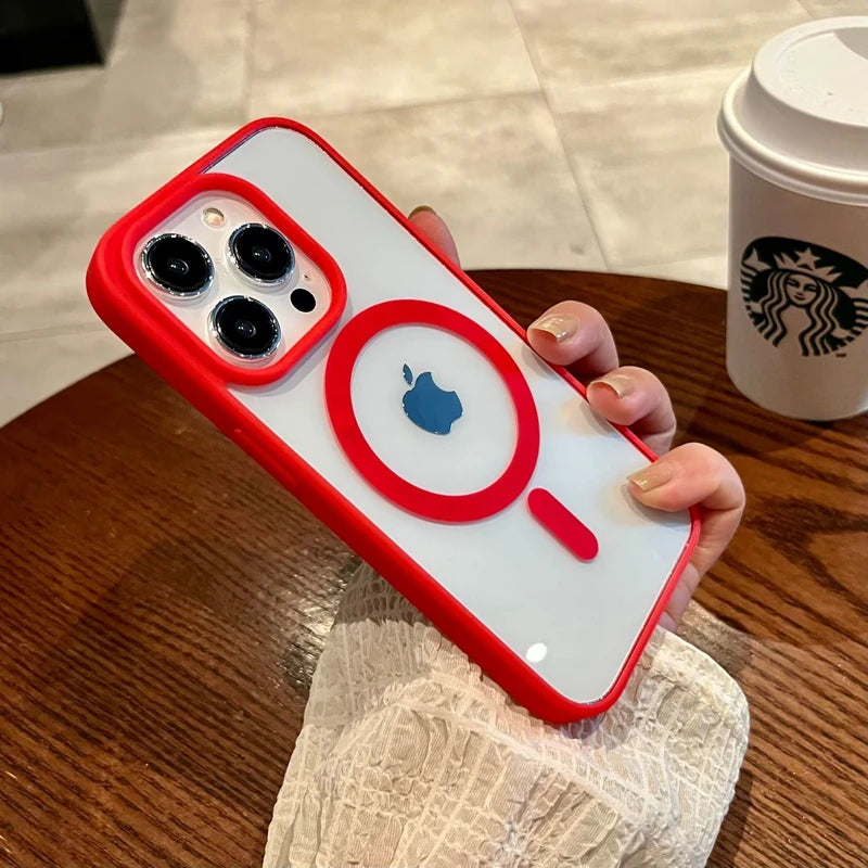 Luxury Magnetic Wireless Charge For Magsafe Case for iPhone 16 15 14 Plus 13 12 11 Pro Max Mini Soft Bumper Transparent Cover