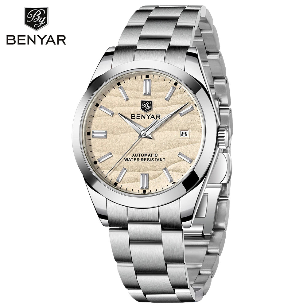 BENYAR Top Sand Series 40mm Hot Selling Mechanical Watch 316L Stainless Steel Simple 5 Bar Waterproof Automatic Men's Watch