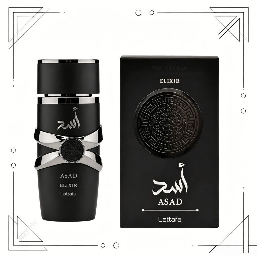 YARA LATTAFA Asad Elixir Eau De Parfum 100ML With Original Gift Box Long Lasting Intense Woody Oriental Fragrance Men Perfume Matte Black Silver Luxury Embossed Bottle Masculine Scent Business Holiday Gift for Him