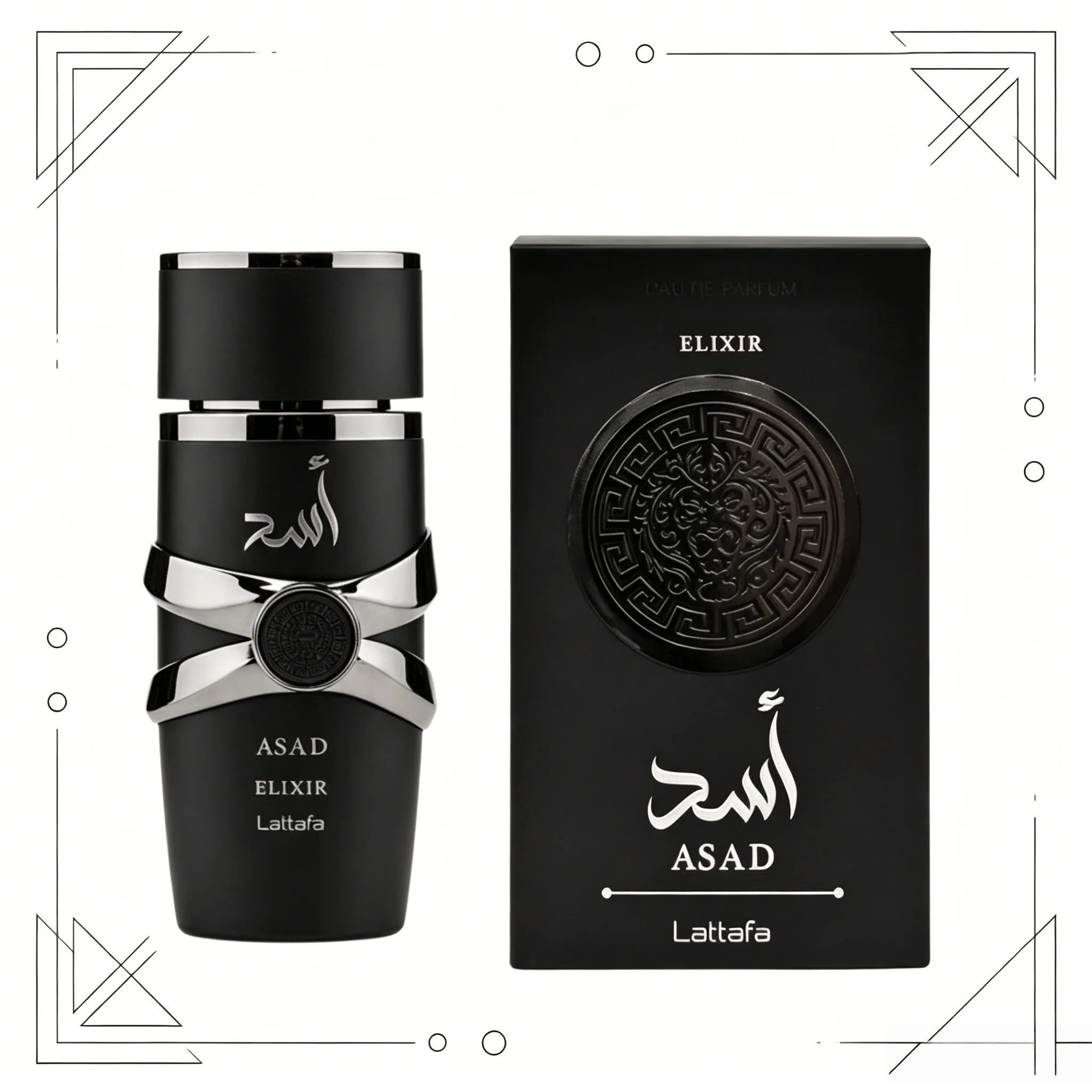 YARA LATTAFA Asad Elixir Eau De Parfum 100ML With Original Gift Box Long Lasting Intense Woody Oriental Fragrance Men Perfume Matte Black Silver Luxury Embossed Bottle Masculine Scent Business Holiday Gift for Him