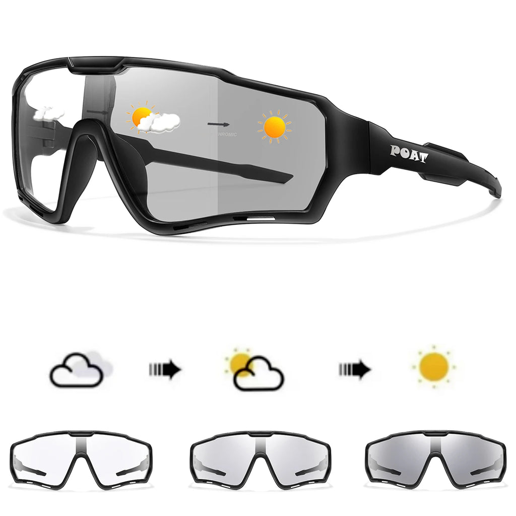 POAT Brand Men Women MTB Bike Bicycle Photochromic Eyewear Cycling Fishing Running Glasses New Style Sunglasses Sports