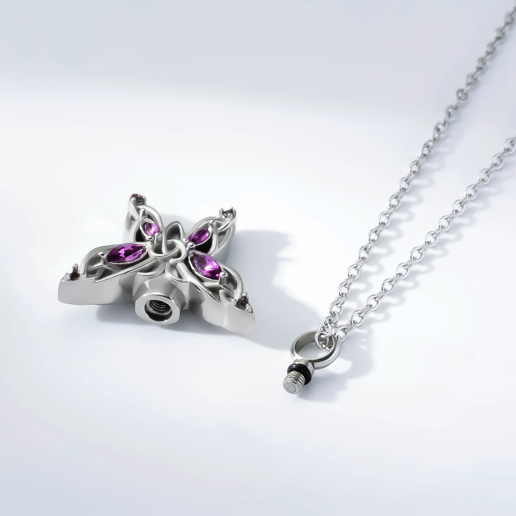 Butterfly Ash Holder Urn Pendant Necklace Stainless Steel Cremation Jewelry with 20" Chain Filling Kit