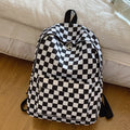 Checkerboard Laptop Backpack for Women - Fashion Print Crossbody Set Multi Pocket Adjustable Straps Campus Commute Essentials