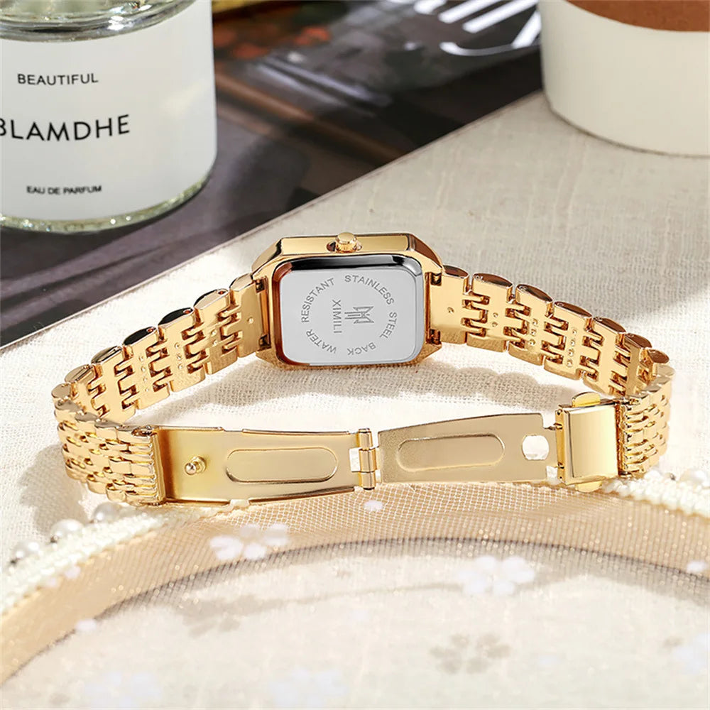 UTHAI W124 Fashion Women watch square business light luxury stainless steel quartz watch casual clock gift，watches for woman