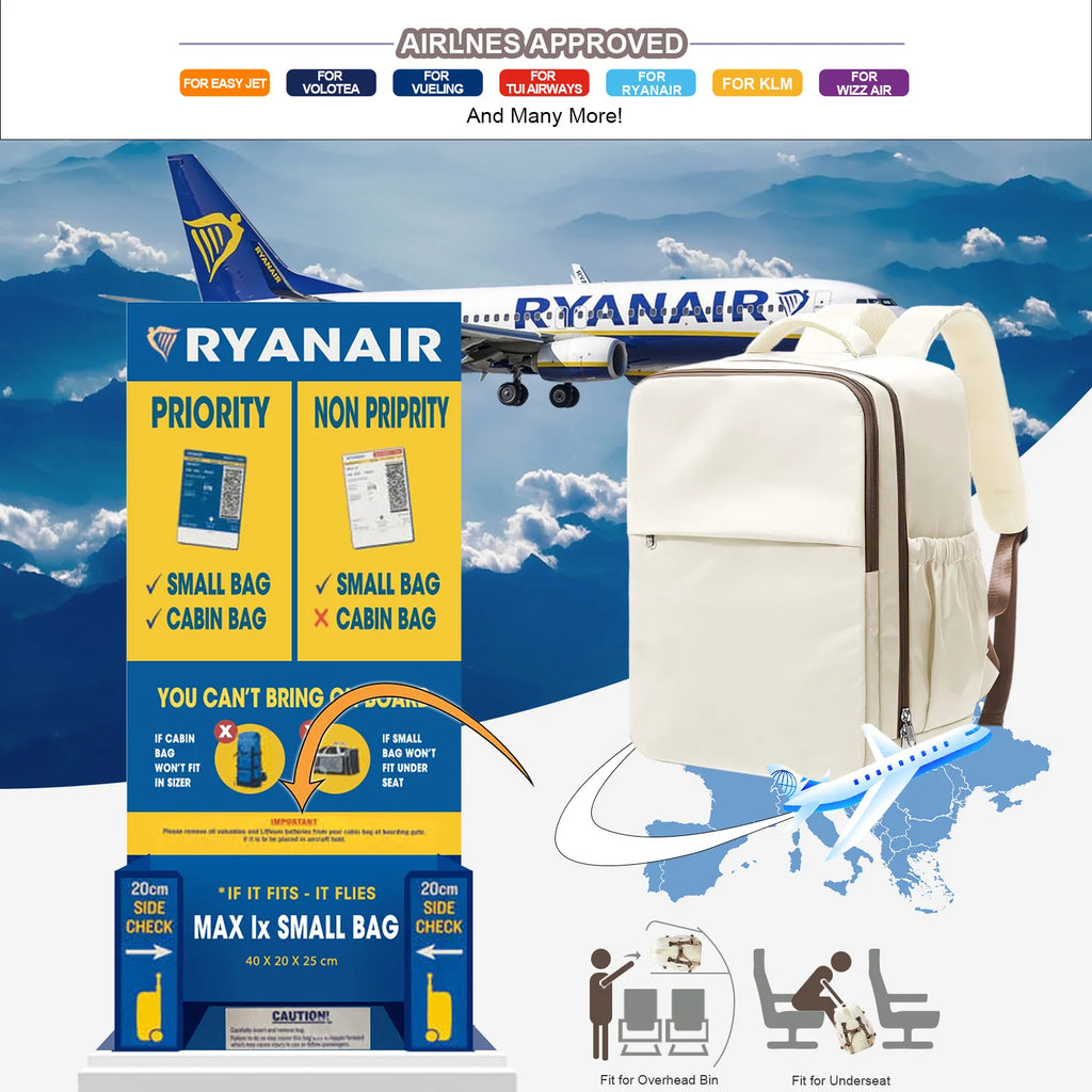 Cabin Airplane Travel Backpack 40x30x20, Hand Luggage Cabin Backpack Wizzair 40x30x20 Carry-Ons Men Women 15.6 inch Laptop Bags
