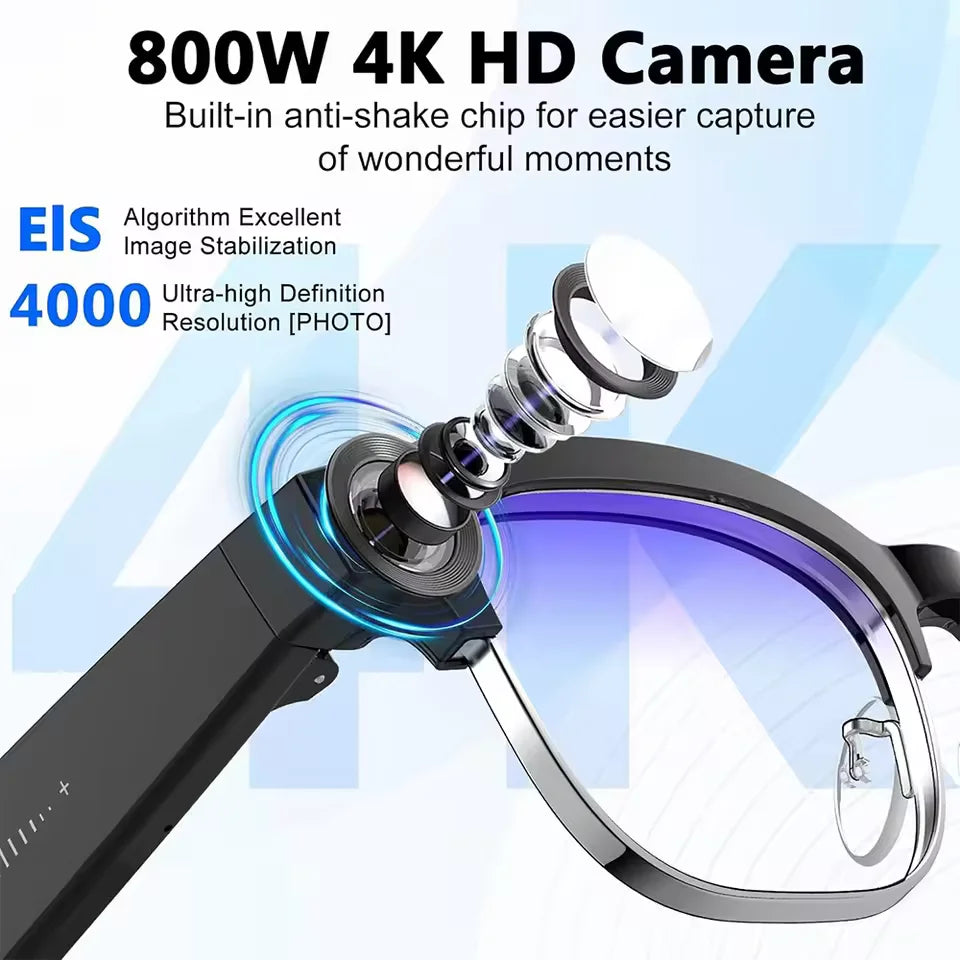 New Upgrade 800W Pixel Smart Glasses With Camera Video Recording AI Photo Recognition Call Language Translation Voice Sunglasses