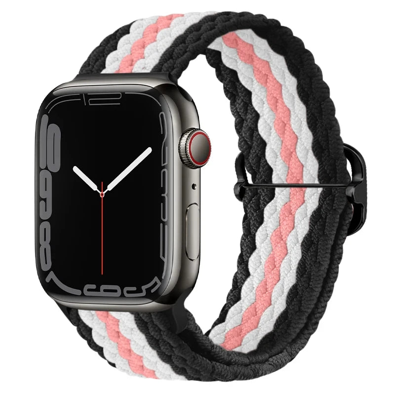 Braided Loop Strap For Apple Watch Ultra Band 49mm 44 45mm 42mm 41mm Nylon Elastic Belt Bracelet iWatch Series 9 8 7 6 5 4 SE 3
