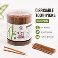 800pcs Disposable Toothpick Household Carbonized Bamboo Toothpick Eco-friendly Single Head Tooth Picks  For Home Dining Hotel