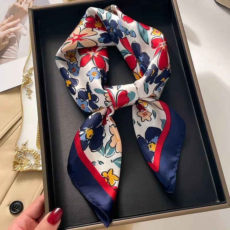 2025 New Yellow Lemon Print Square Silk Scarf for Women 70*70cm Neck Ties Fashion Decorate Neckerchief Female Hijab Bag Ribbions