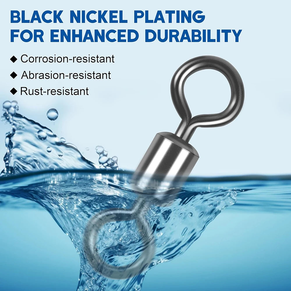 50 pcs Bearing Swivel Fishing Connector Stainless Steel Carp Snap Fishhook Lure Solid Ring Swivel Tackle Equipment Accessories
