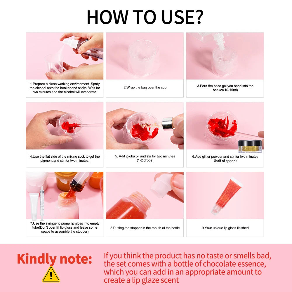 DIY Lip Gloss Making Kit Moisturizing Lip Gloss Base Diy Raw Material Tool Kit Shiny Glitter Lip Tints Glaze Handmade Cosmetic