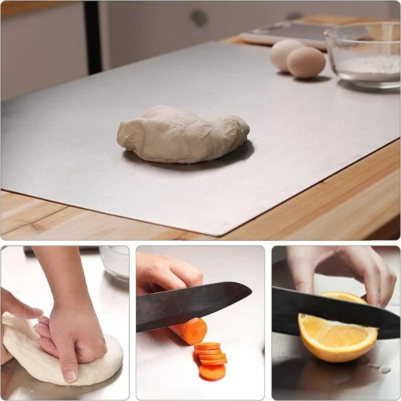 304 Stainless Steel Cutting Board, Thickened Chopping Board for Kitchen, Dough Rolling and Kneading Board, Fruit Cutting Mat