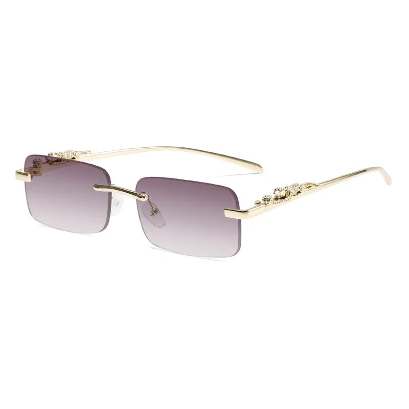 Rimless Glasses Frame Women Men Fashion Cheetah Decoration Business Cool Eyeglasses Frames