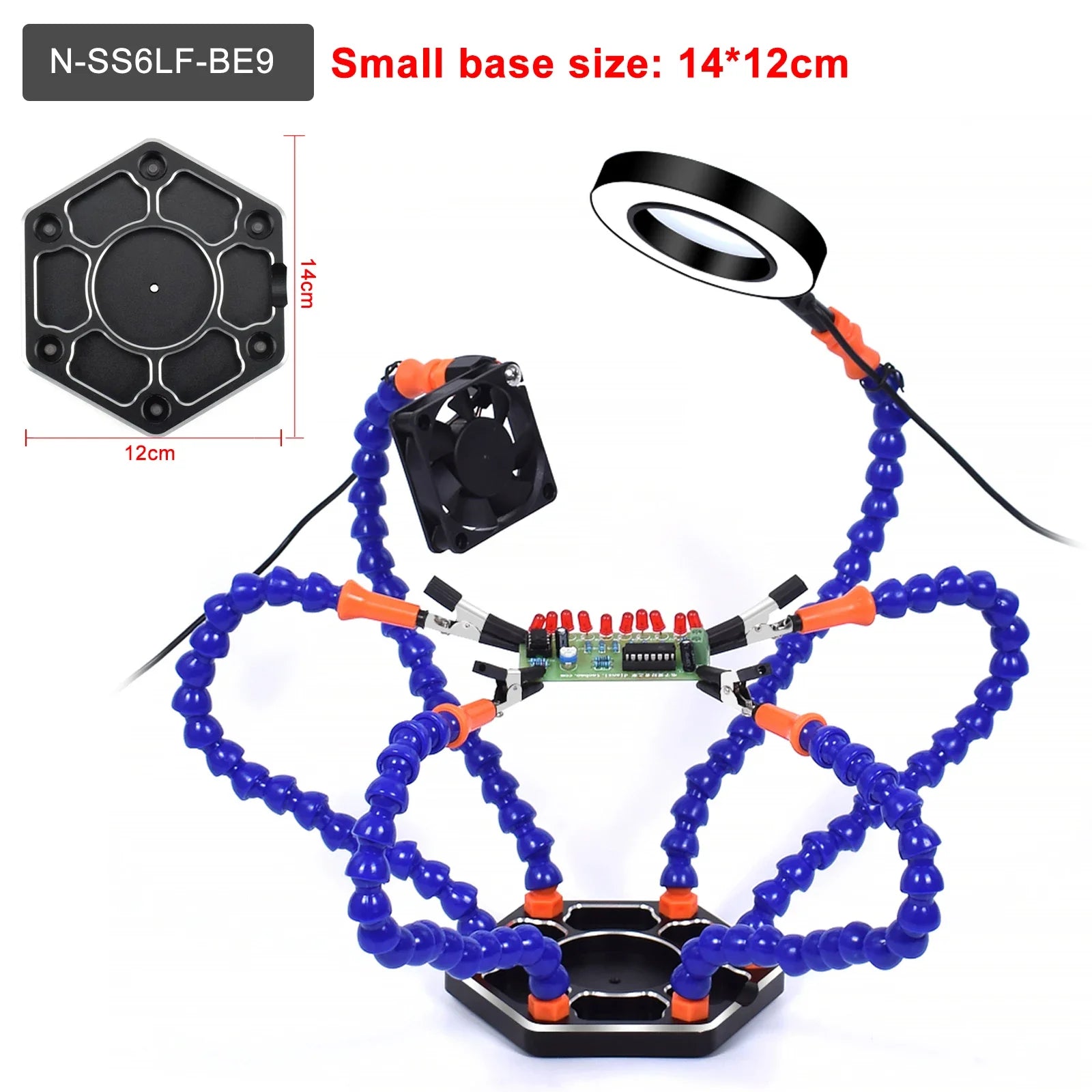 NEWACALOX Soldering Third Hand PCB Helping Hands Welding Rework Station 3X USB LED Magnifier Table Lamp Soldering Iron Stand