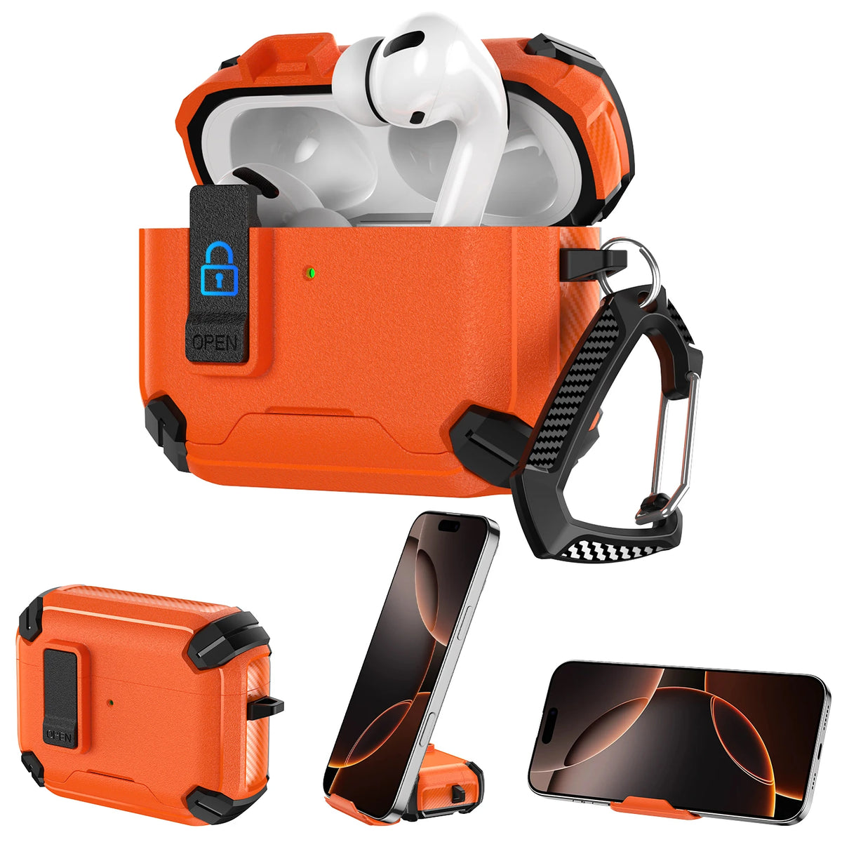 New Security Lock Case For AirPods Pro 3 Pro2 Pro 4 Cover TPU PC Phone Stand Design Protective Cases Fundas Earphone Accessories