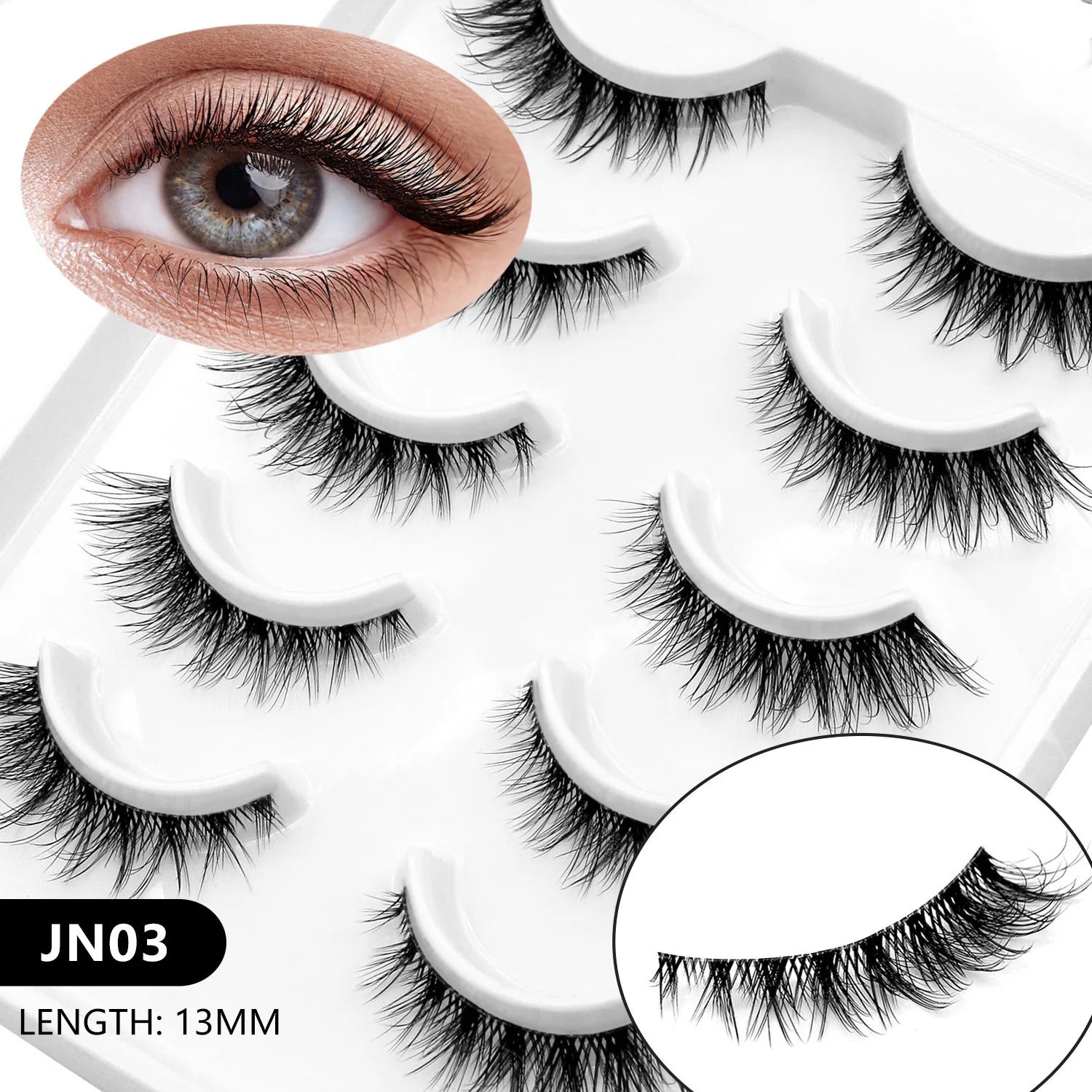 VELTRINAY Fake Lashes Mink Lashes Plush 3D False Eyelashes Clear Band Accent Cat Eye Lashes False Lashes Makeup