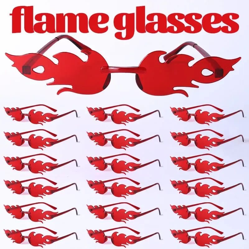 1-24Pcs Glasses Flame Sunglasses Plastic Summer Beach Accessories Red Flame Glasses for Women Men Party Supplies Photo Props