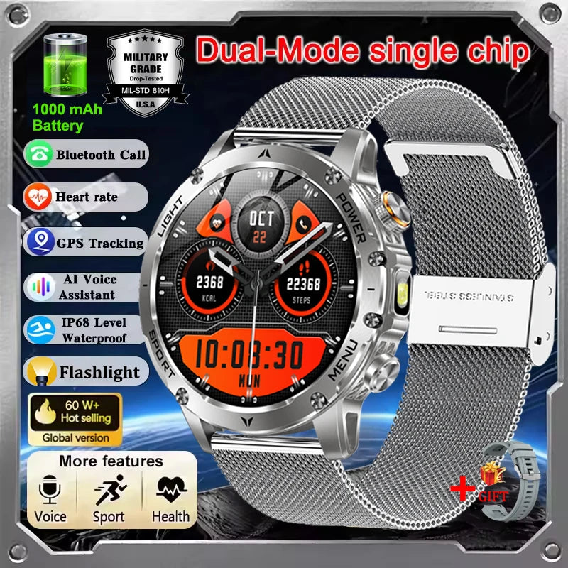 New T-Rex 3 Ultra Military Grade 1000mAh Battery Smart Watch Men IP68 Waterproof Sports Fitness Bluetooth Call AMOLED Smartwatch