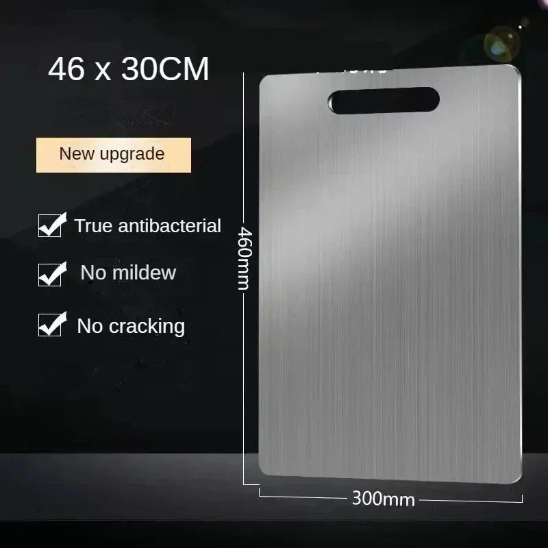 304 Stainless Steel Cutting Board Double Sided, Thickened Kitchen Chopping Block for Meat Vegetable Dough