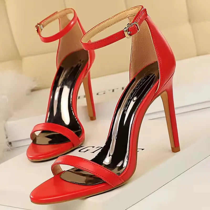 BIGTREE Shoes Summer Women Sandals Suede Hollow High Heels Stiletto Fashion Sandles Women Heels Ladies Shoes Women's Sandals