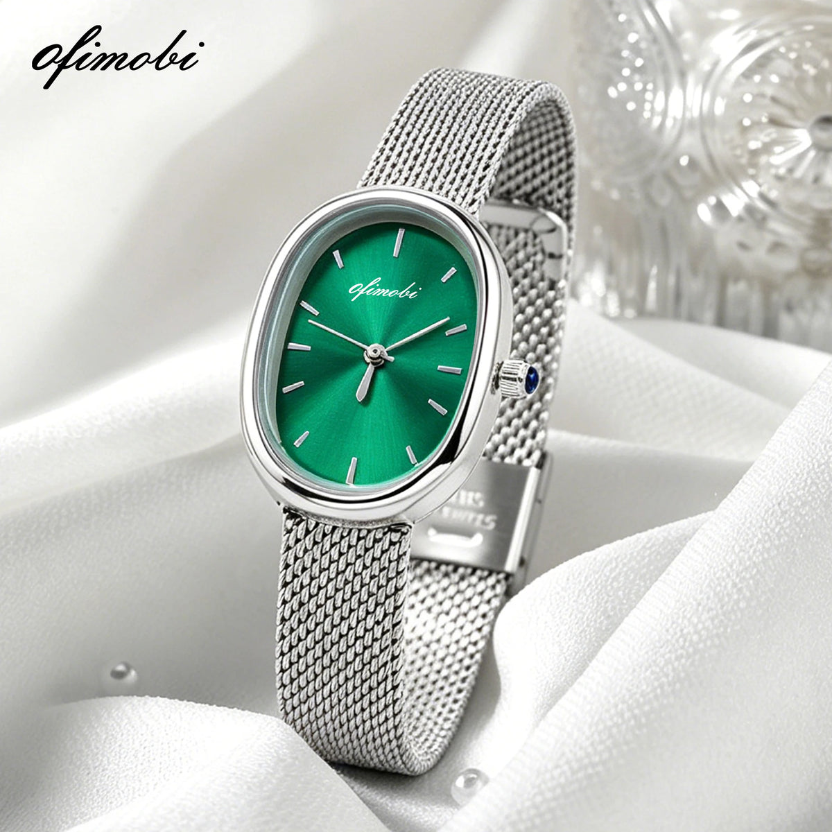 Oval Dial Women's Quartz Watch Premium Milanese Mesh Strap Sunburst Dial 30M Waterproof Elegant Wristwatch