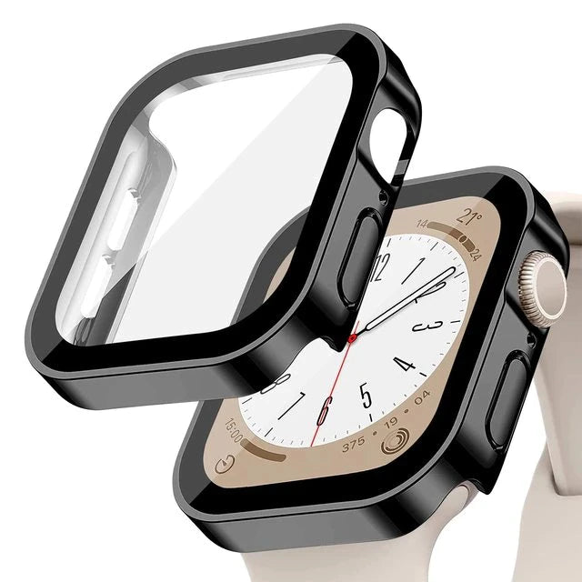 Glass+Case For Apple Watch 7 8 45mm 41mm 49mm 44mm 40mm straight edge Screen Protector Cover Case iWatch 5 SE 6 7 8 9 Ultra 49mm