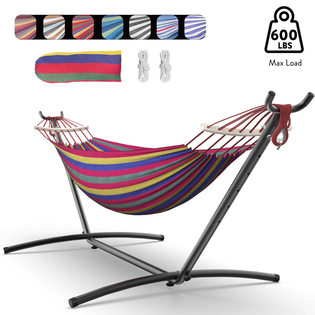 Gyroor Adjustable Stand Hammock - 600lb Capacity Stylish Hammock Bed with Storage Bag for Outdoor Relaxation