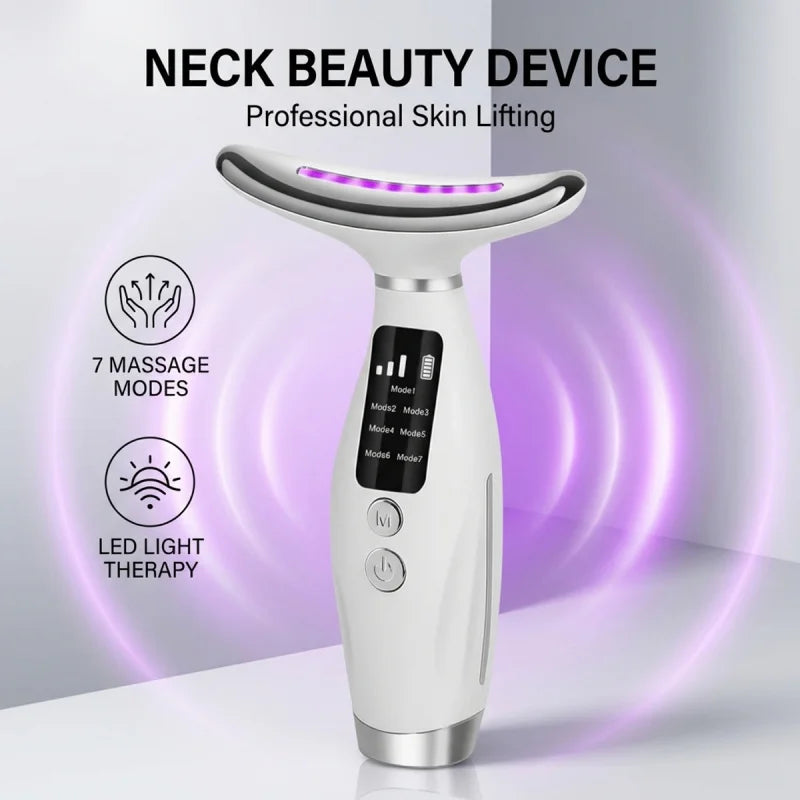 7 Colors LED Photon Therapy Face Neck Beauty Device 7 Modes 3 Levels Vibration Massage Skin Lifting Anti Wrinkle Machine Home Us