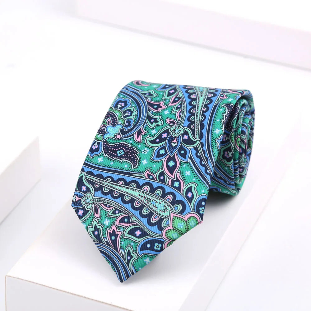 Men's Super Soft Silk Touch Ties Floral Paisley 8cm Necktie For Men Wedding Business Gravata Novelty Printing Neck Ties