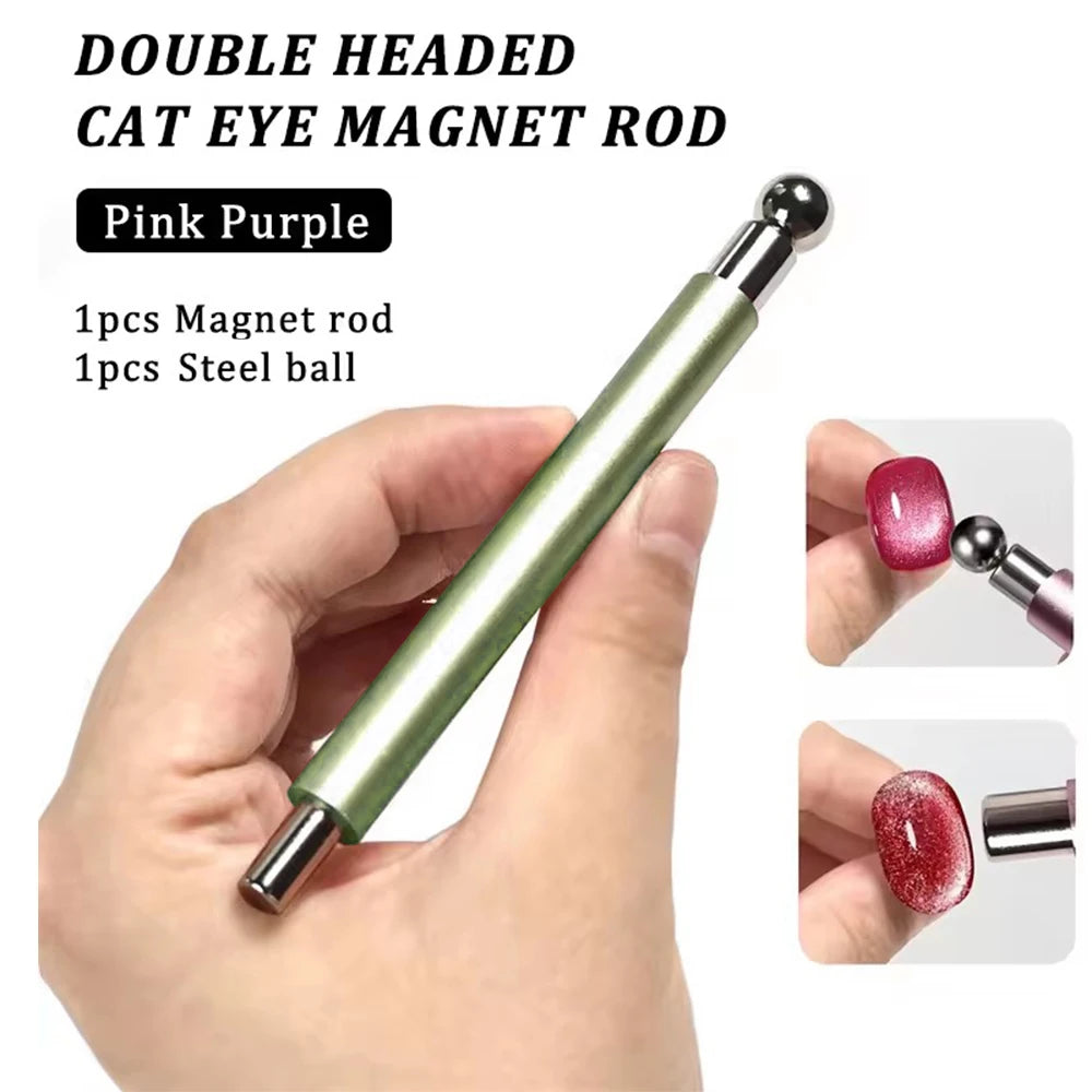 1/2Pcs Nail Cat Eye Magnetic Ball With Nail Magnetic Stick Tool Set Double-head Strong Magnet Pen 3D Cat Eye Gel Nail Supplies