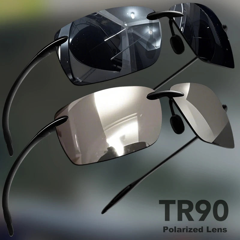 1PCS/2PCS TR90 Ultralight Polarized Sunglasses Men Brand Rimless Frame Driving Mirror Shades Sports Fishing Baseball Eyewear