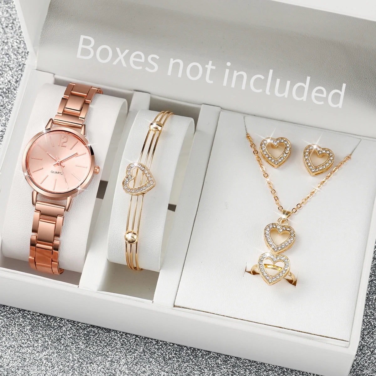 6PCS/Set Fashion Women Watches Luxury Analog Quartz Watch for Women Rhinestone Jewelry Set Reloj Mujer Girls Clock（Without Box）