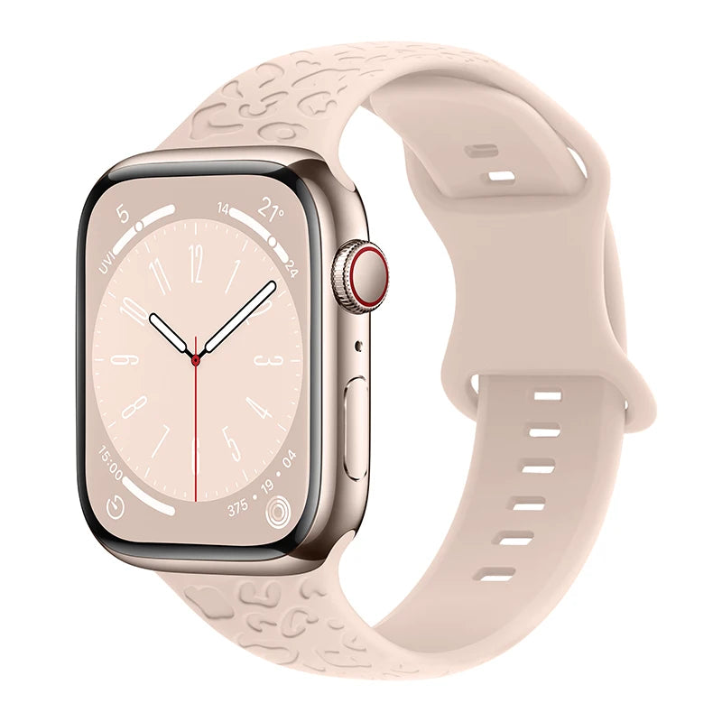 Engraved Band for Apple Watch 44MM 49mm 40mm 41 45mm 38/42mm Leopard Silicone Sport Strap for IWatch Series Ultra 8 7 6 SE 5 4 3