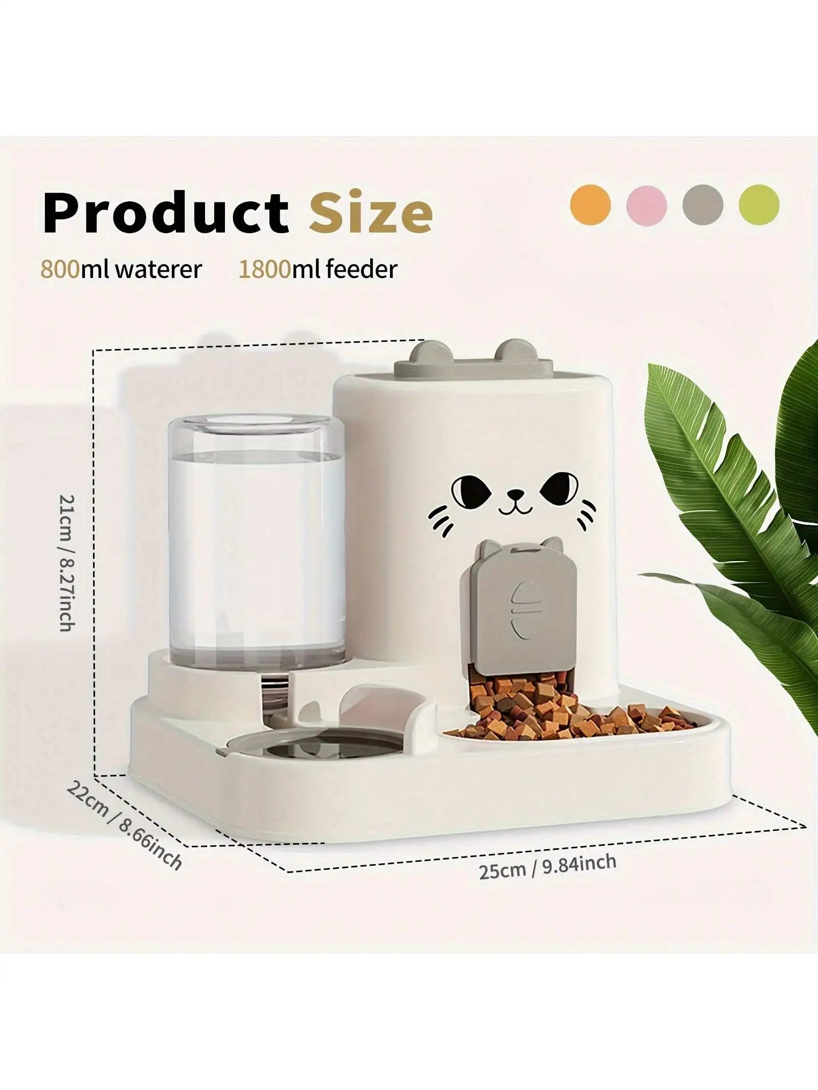 2-In-1 Cat Food And Water Dispenser, All-In-One Fully Automatic Feeder And Water Dispenser, Cute Pet Water Bottle, Durable And Easy To Clean
