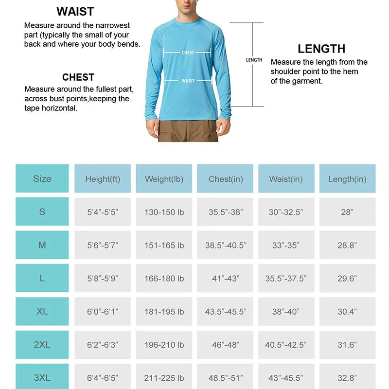Men's Sun Protection shirts Summer UPF 50+ Long Sleeve Quick Dry Men Shirts Breathable Hiking Fish Performance Tops UV-Proof