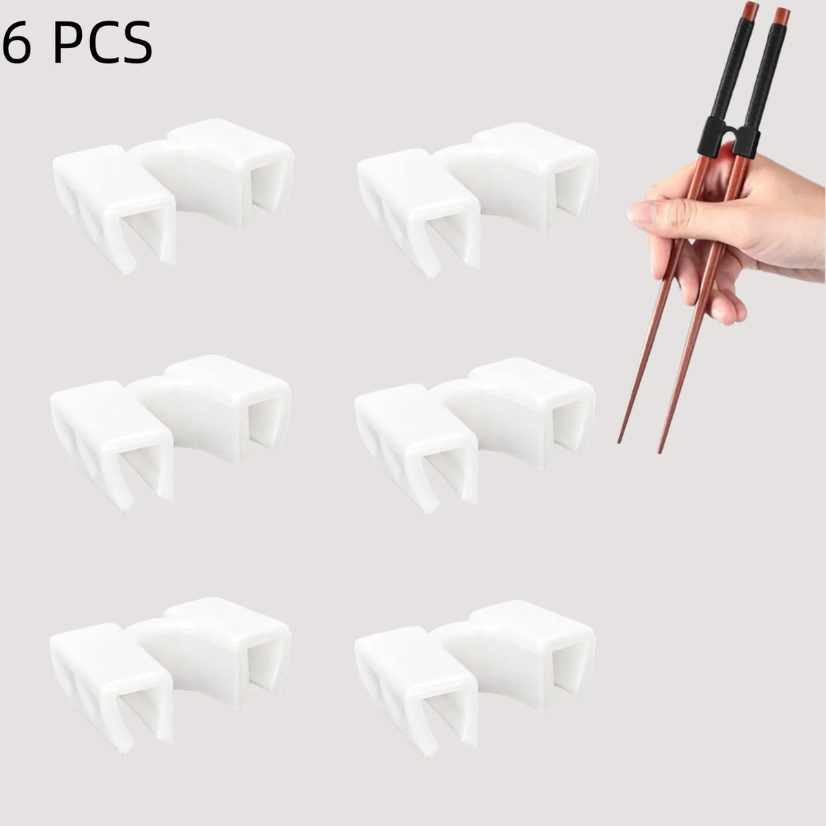 Pack of 6 Reusable Chopsticks Helpers Training Adults Kids Non-Slip Chopstick Hinges Connector Portable Practice Chopsticks Aids