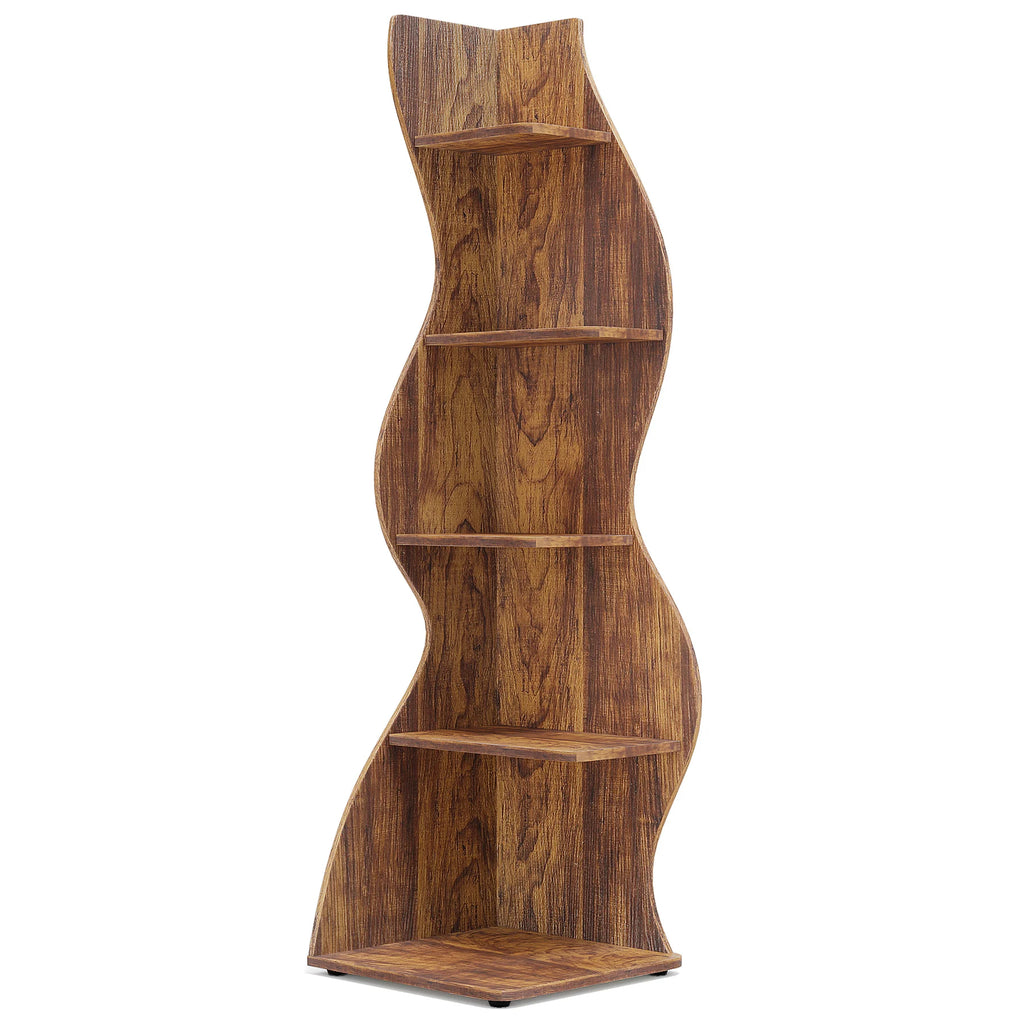 Tribesigns Corner Shelf, Modern 5-Tier Wall Corner Bookshelf, Stylish Corner Small Bookcase Storage Rack Plant Stand