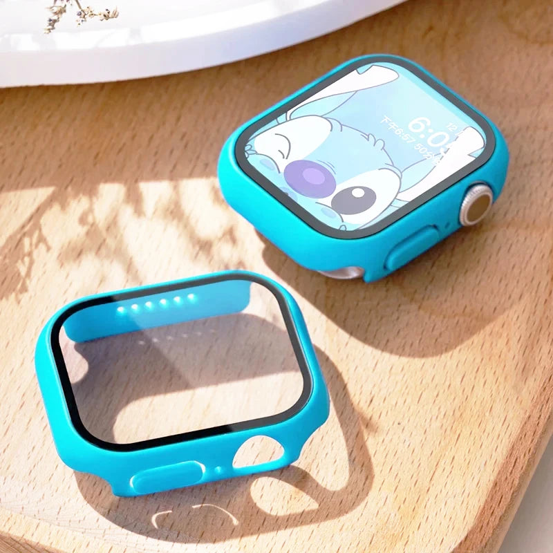 Tempered Glass+cover For Apple Watch Case Accessories 45mm 41mm 42mm 38mm PC Screen Protector cover iWatch 6 5 4 se 44mm 40mm