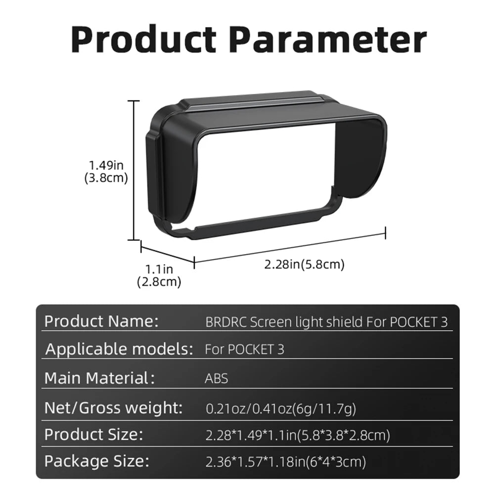 1PCS Sun Shade Quickly Release Sun Shade Cover Light Shielding Lightweight Screen Shade Camera Accessories for DJI Osmo Pocket 3