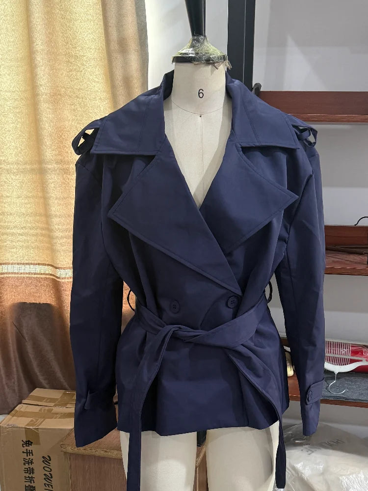 Casual Solid Long Trench Coat Women Stand Collar Long Sleeve Single Breasted Lace Up Jacket 2026 Autumn Lady Commute Outwear